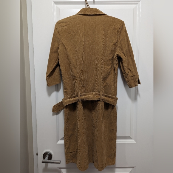 REITMANS | corduroy drop waist belted dress, size 5, cognac light brown - Picture 2 of 3